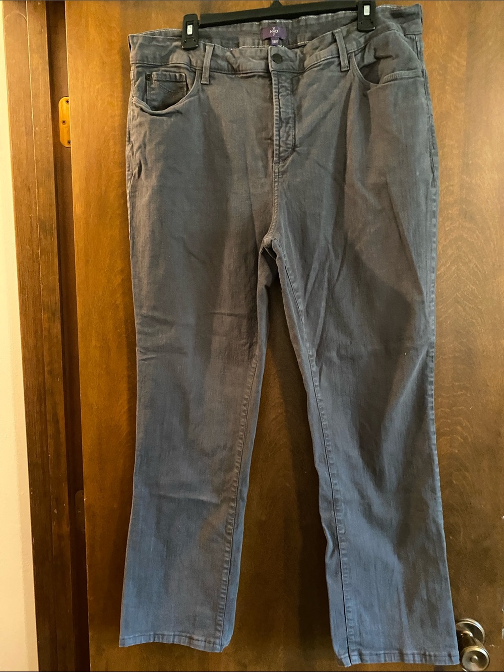 NYDJ gray straight leg jeans. Made in USA.